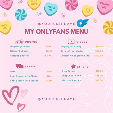 free onlyfans menu template|OnlyFans Tip Menu